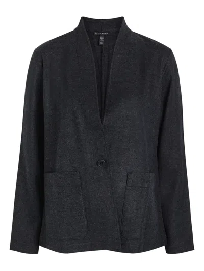 Eileen Fisher Pocketed Single-breasted Jacket In Black