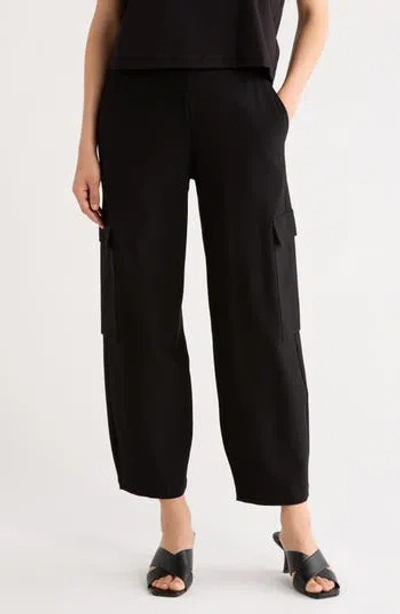 Eileen Fisher Ponte Ankle Lantern Leg Cargo Pants In Black