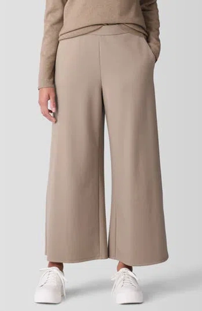 Eileen Fisher Ponte Wide Leg Pants In Biscuit