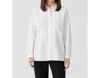 EILEEN FISHER POPLIN CLASSIC COLLAR LONG SHIRT IN WHITE