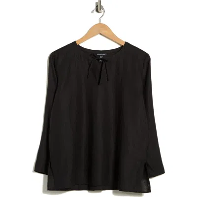 Eileen Fisher Princess Sleeve Linen Top In Black