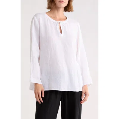 Eileen Fisher Princess Sleeve Linen Top In White