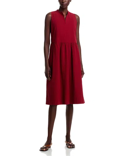 Eileen Fisher Pucker Dress In Burgundy