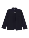 Eileen Fisher Organic Cotton Pucker High Collar Jacket In Blue