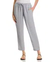 Eileen Fisher Puckered Linen Tapered Ankle Pants In Gray