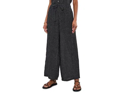 Eileen Fisher Puckered Organic Linen Grid Wide Ankle Pants In Multi