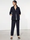 Eileen Fisher Puckered Organic Linen Jacket In Blue