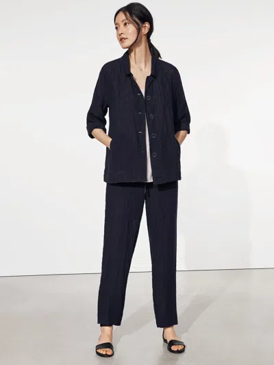 Eileen Fisher Puckered Organic Linen Jacket In Black
