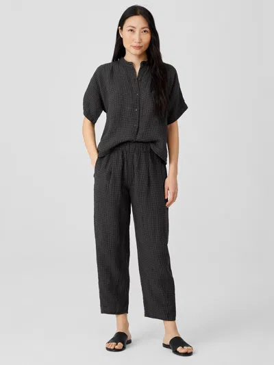 Eileen Fisher Puckered Organic Linen Lantern Pant In Black