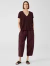 Eileen Fisher Puckered Organic Linen Lantern Pant In Brown