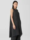 Eileen Fisher Puckered Organic Linen Long Shirt In Black