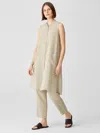 Eileen Fisher Puckered Organic Linen Long Shirt In Neutral