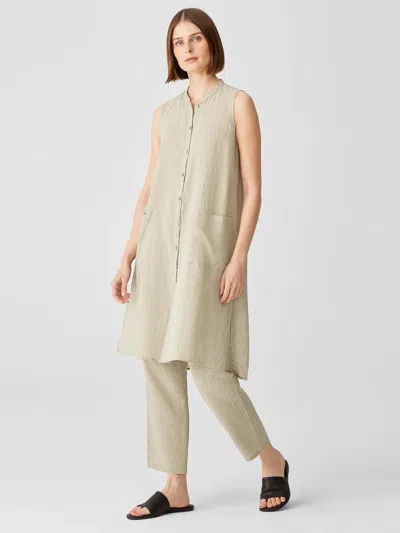 Eileen Fisher Puckered Organic Linen Long Shirt In Neutral