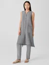 Eileen Fisher Puckered Organic Linen Long Shirt In Gray