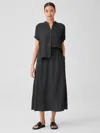 Eileen Fisher Puckered Organic Linen Pocket Skirt In Black
