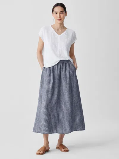 Eileen Fisher Puckered Organic Linen Pocket Skirt In Blue