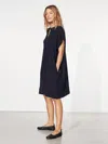 Eileen Fisher Puckered Organic Linen Shirtdress In Black