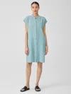 Eileen Fisher Puckered Organic Linen Shirtdress In Blue