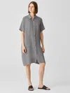 Eileen Fisher Puckered Organic Linen Shirtdress In Gray