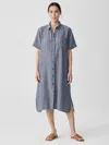 Eileen Fisher Puckered Organic Linen Shirtdress In Multi