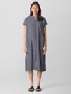 Eileen Fisher Puckered Organic Linen Shirtdress In Multi