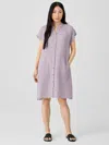 Eileen Fisher Puckered Organic Linen Shirtdress In Purple