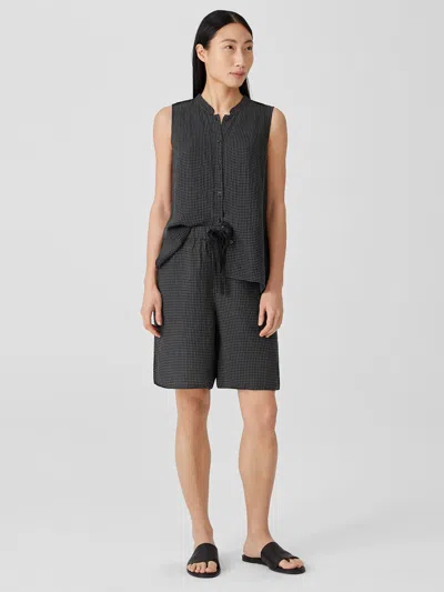 Eileen Fisher Puckered Organic Linen Shorts In Gray