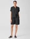 Eileen Fisher Puckered Organic Linen Shorts In Black