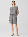 Eileen Fisher Puckered Organic Linen Shorts In Gray