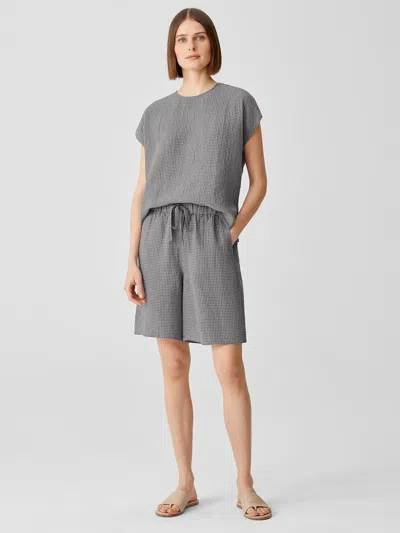 Eileen Fisher Puckered Organic Linen Shorts In Gray