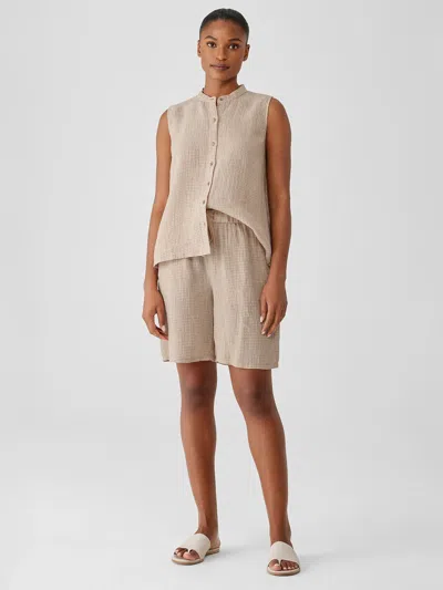Eileen Fisher Puckered Organic Linen Shorts In Gray