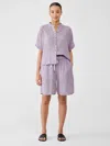 Eileen Fisher Puckered Organic Linen Shorts In Blue