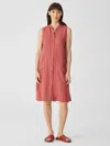 Eileen Fisher Puckered Organic Linen Sleeveless Dress In Red
