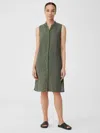 Eileen Fisher Puckered Organic Linen Sleeveless Dress In Green