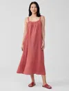 Eileen Fisher Puckered Organic Linen Square Neck Dress In Red