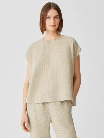 Eileen Fisher Puckered Organic Linen Square Top In Neutral