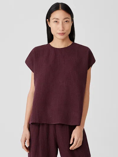 Eileen Fisher Puckered Organic Linen Square Top In Purple