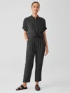 Eileen Fisher Puckered Organic Linen Lantern Pant In Black