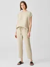 Eileen Fisher Puckered Organic Linen Tapered Pant In Gray