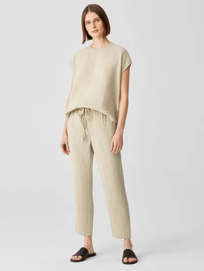 Eileen Fisher Puckered Organic Linen Tapered Pant In Brown