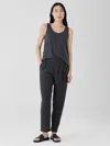 Eileen Fisher Puckered Organic Linen Tapered Pant In Gray