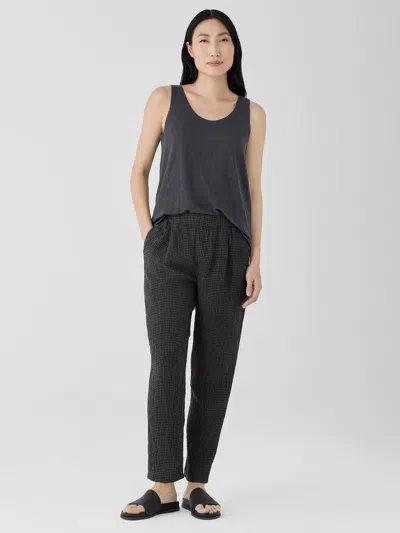 Eileen Fisher Puckered Organic Linen Tapered Pant In Gray