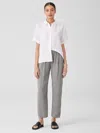 Eileen Fisher Puckered Organic Linen Tapered Pant In Gray