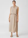 Eileen Fisher Puckered Organic Linen Wrap Skirt In Gray