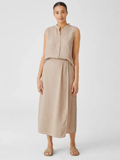 Eileen Fisher Puckered Organic Linen Wrap Skirt In Gray