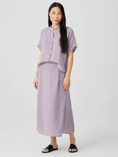 Eileen Fisher Puckered Organic Linen Wrap Skirt In Purple