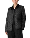 Eileen Fisher Corduroy Collar Quilted Jacket In Black