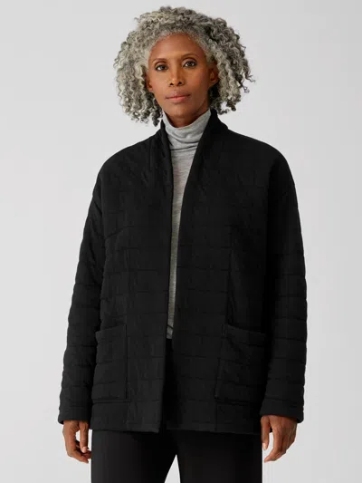 Eileen Fisher Quilted Organic Cotton Jacket In Black
