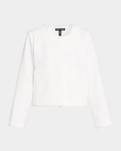 Eileen Fisher Quilted Organic Cotton Jacquard Jacket In White