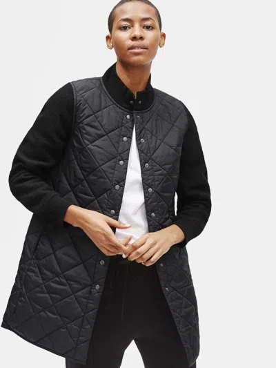 Eileen Fisher Quilted Recycled Nylon Coat In Black